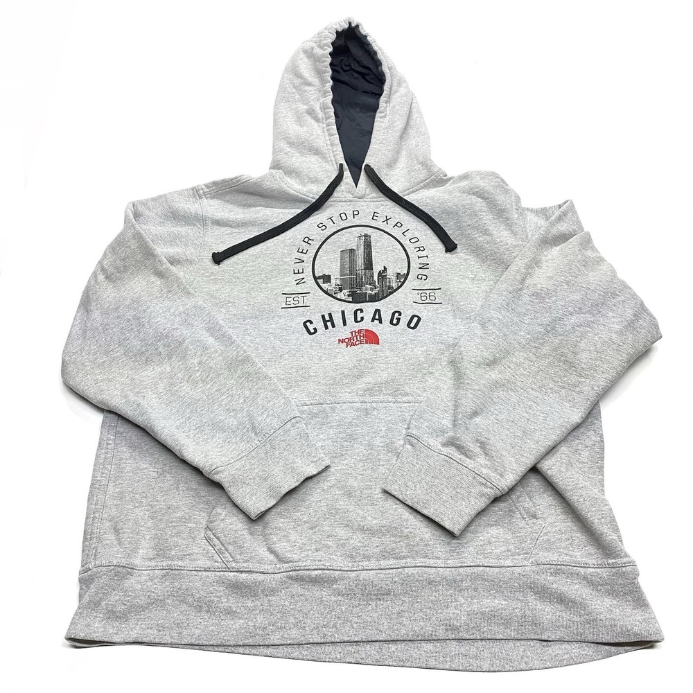 The North Face Hoodie Sweatshirt Chicago Pullover Gray Hooded Men's XL - Picture 1 of 12